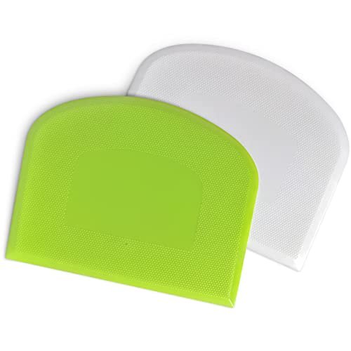 ALLTOP Bowl Spatula & Bench Scraper,Flexible Plastic Multipurpose Kitchen Pastry Cutter Tool,Food Scrappers for Bread Dough Baking Cake Fondant Icing,Set of 2 Pieces