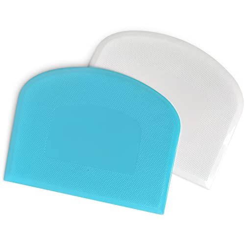 ALLTOP Bowl Spatula & Bench Scraper,Flexible Plastic Multipurpose Kitchen Pastry Cutter Tool,Food Scrappers for Bread Dough Baking Cake Fondant Icing,Set of 2 Pieces