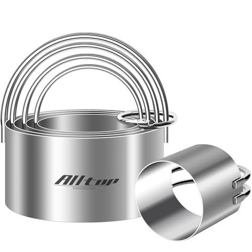 ALLTOP Round Biscuit Cutters with Handle, Stainless Steel Baking Essential Tool for Effortless Circle Cookie Shaping,Pastry,Cake Decoration Creation